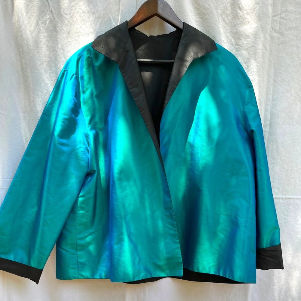Reversible Silk Jacket Teal/Black